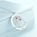 Personalized Family Tree Necklace Engraved Name Birthstone Necklace S925 Silver