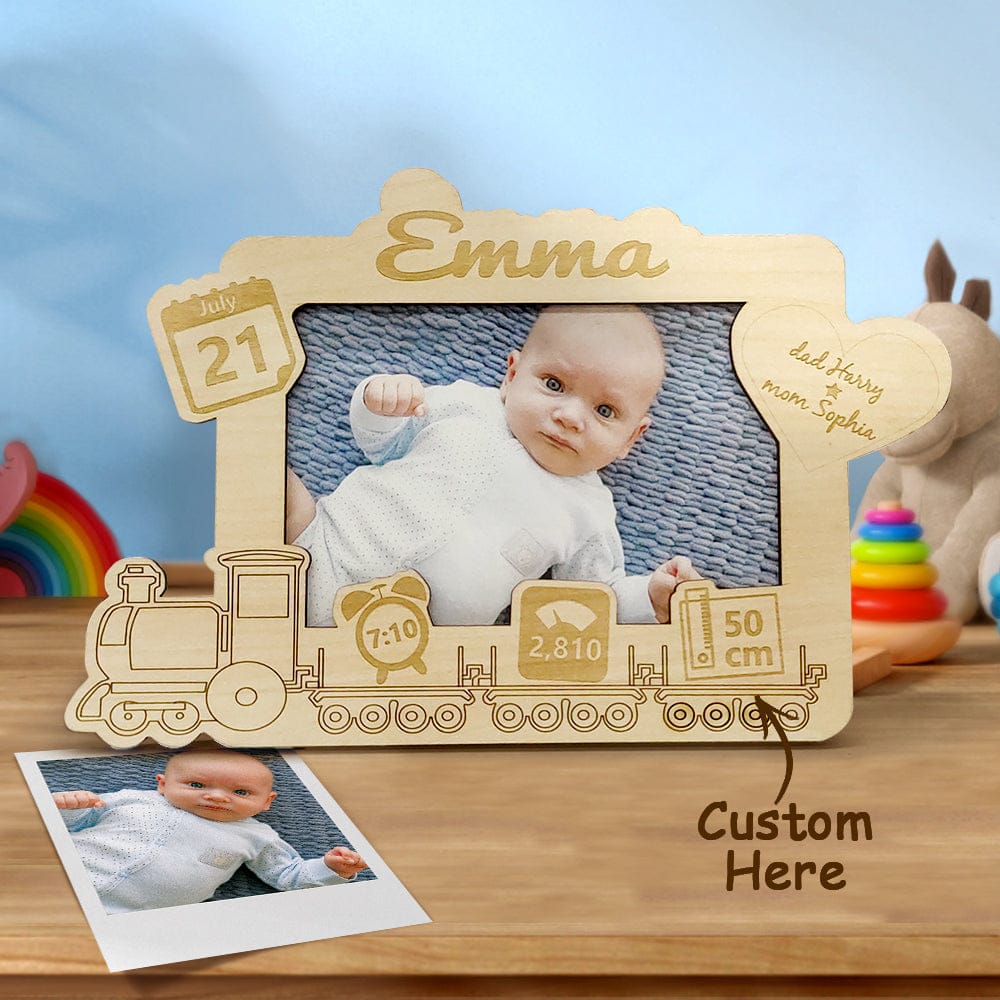 personalized baby photo frame engraved wooden newborn keepsake with custom photo