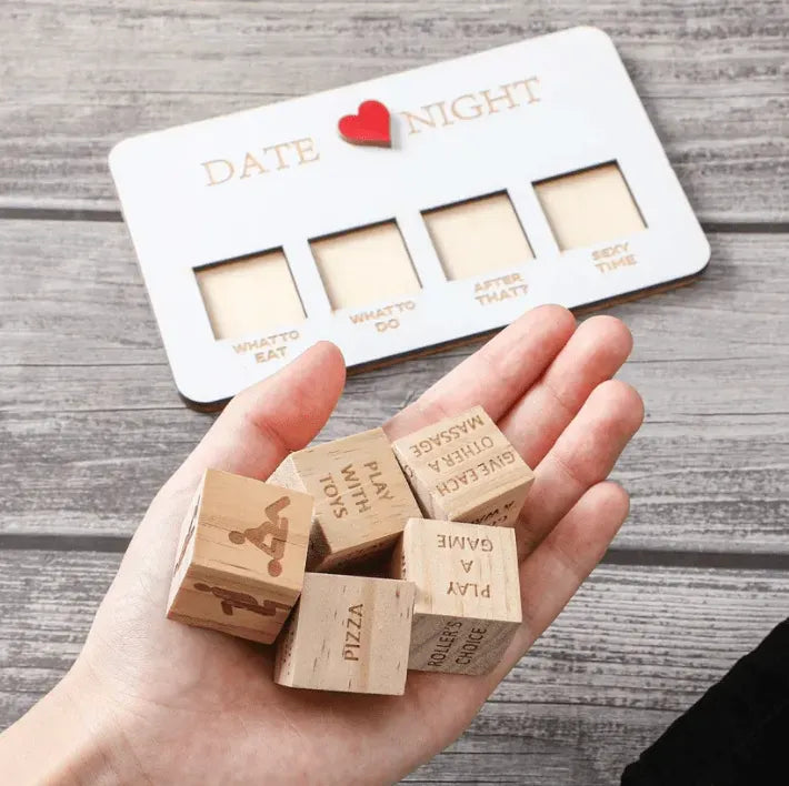 Wooden Dice Naughty Couple Dice Game for Him Funny Portable Couple Dice Kit for Adults Women Men Girlfriend Boyfriend Valentine's Day