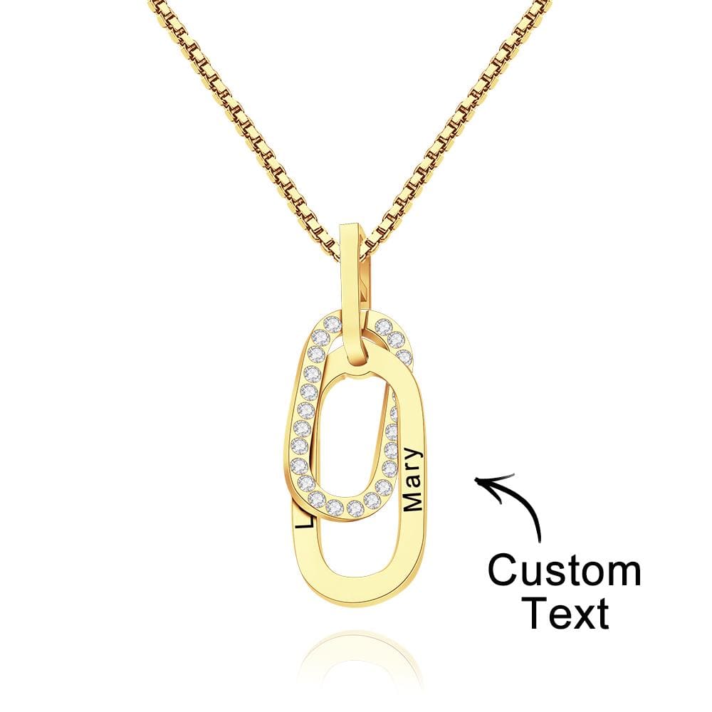 Custom Engraved Necklace Double Ring Necklace Unique Gift for Women