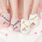 Custom Fluffy Slippers Fluffy Cross Slippers Bride Slippers Bridesmaid Gift