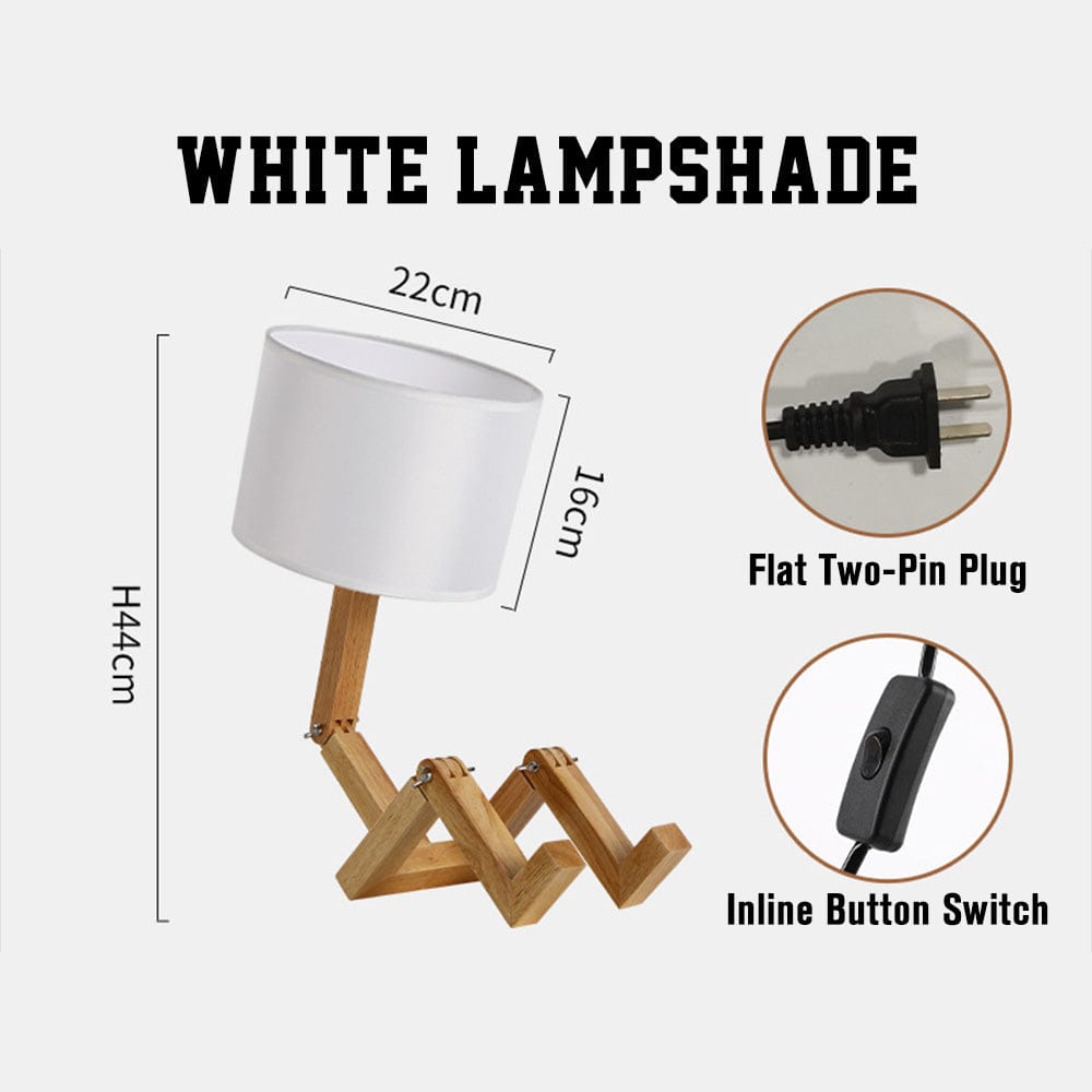 Wooden Robot Table Lamp – Creative Bedside Lamp for Bedroom Artistic Decor Light for Living Room Birthday & Christmas Gift