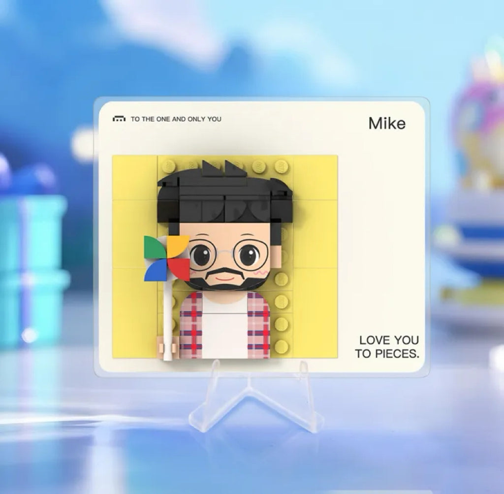 Customized 1 Person Brick Figure Greeting Card Acrylic Display Birthday Gift Valentine's Day Gift