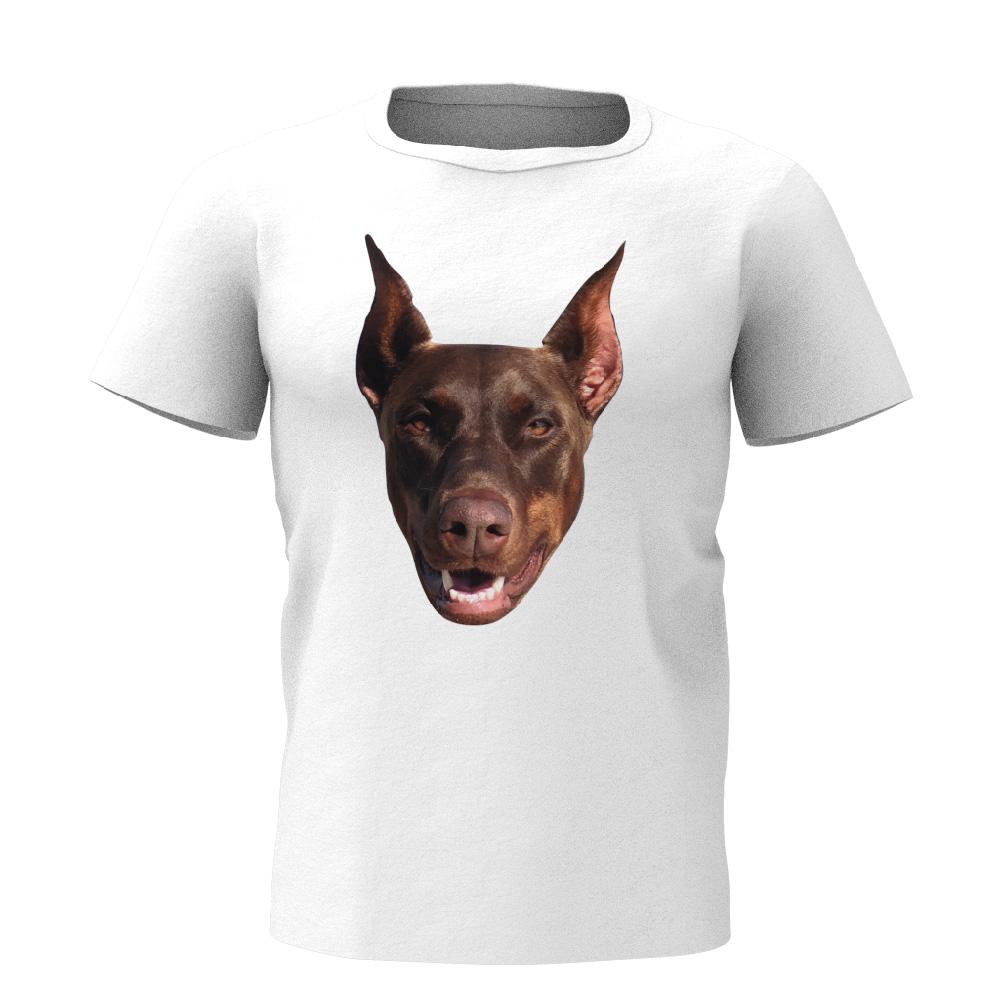 Personalized Pet Portrait T Shirt Soft Graphic Print Man White