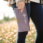 Personalized PU Leather Wallet Custom Birth Flower Wallet with Name Birthday Gift for Her