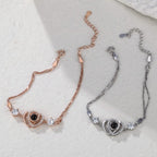 Custom Double Heart Projection Bracelet 925 Sterling Silver