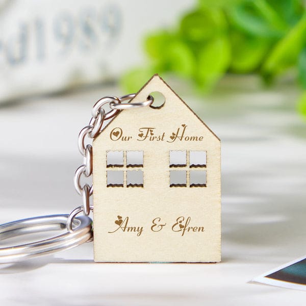 our first home personalized engraved house keychains as a new home gift