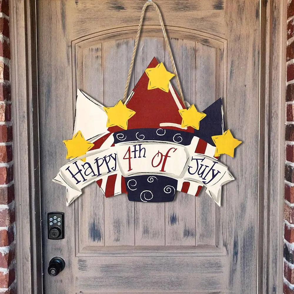 Welcome Door Sign 4th of July Independence Day Decorations Front Door Hanger Gifts