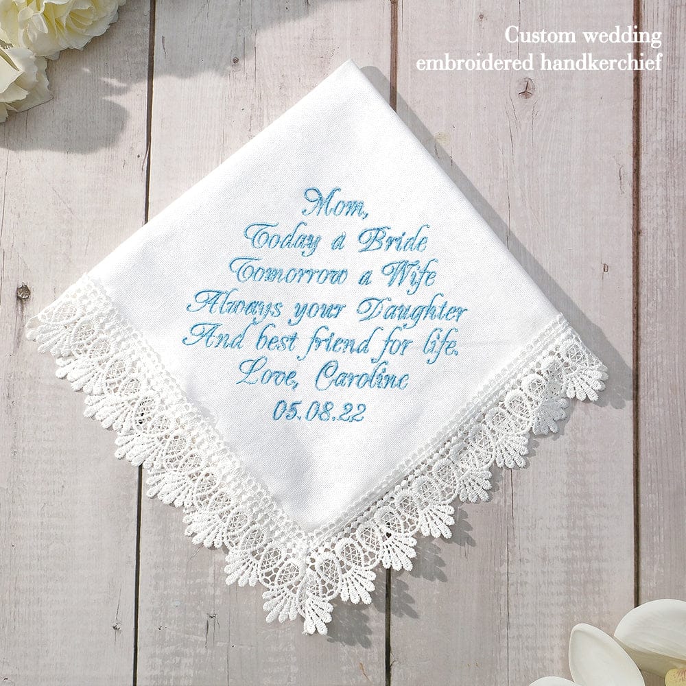 personalized wedding handkerchief embroidered hankies gifts mother bride elevate display