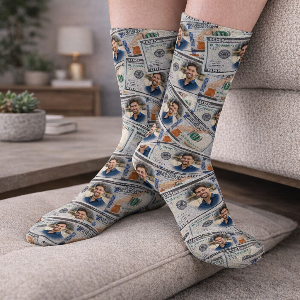 Custom Face Dollar Socks for Men and Women