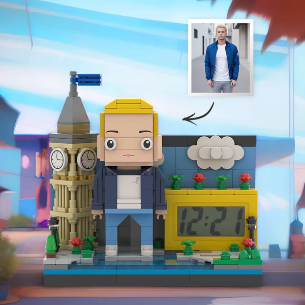 Christmas Gifts Custom Brick Figures Clock Personalized Brick Mini City & Figures Clock