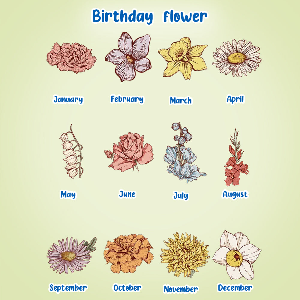 Personalized Cartoon Birth Flower Water Bottle with Straw 16oz Water Bottle Gift for Kids