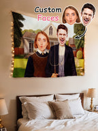 Custom Photo Tapestry – Personalized Faces Wall Hanging Blanket for Home Decor or Gifts