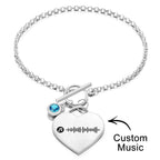 Custom Music Code Heart Bracelet with Birthstone Creative Gift for Women