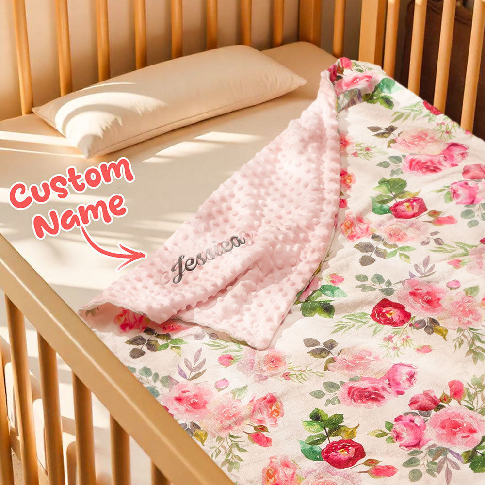 Personalized Baby Blanket Custom Blanket with Embroidered Name Gift for Baby