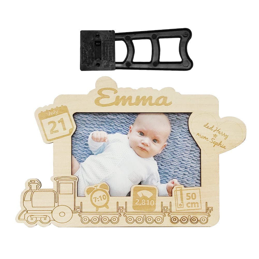 personalized baby photo frame engraved wooden newborn keepsake engraved detail