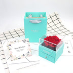 Rose Jewelry Gift Box with Greeting Card and Gift Bag