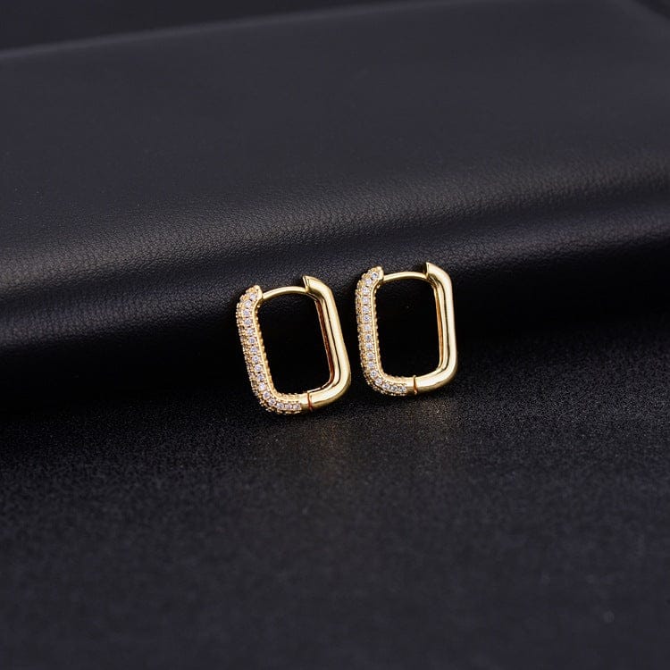 Geometric Rectangle Earrings Zircon Ear Buckle