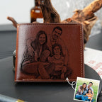 Fathers Day Gifts   Wallets  Text Mens Wallet For Men  Leather Wallet for Husband  Personalized Photo  Face