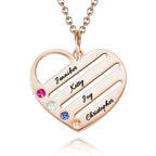 Engraved Heart Name Necklace Custom Family Birthstone Mom Necklace S925 Silver