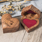 Personalized Wooden Ring Box Heart Proposal Engagement Ring Box