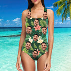 Custom Face Swimwear One Piece Swimsuit Tropical Style