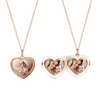 Personalized Photo Necklace Heart Embossed Cubic Locket Necklace Gift for Mom