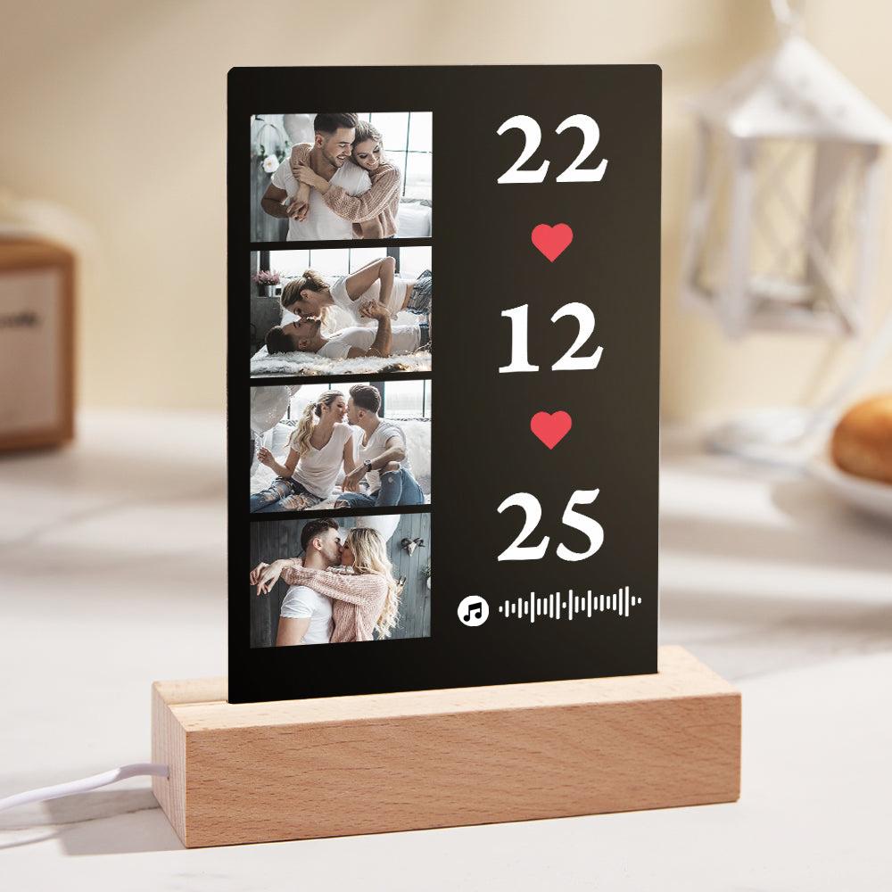 Scannable Music Photo Plaque Custom Keychain Personalized Night Light Gift For Her