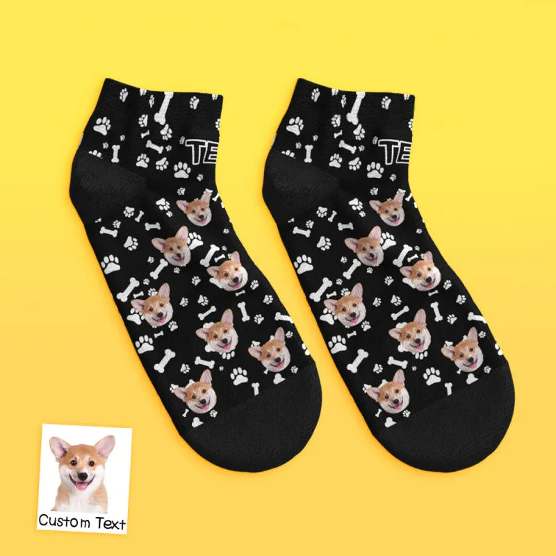 Ankle Socks Personalized Pet Portrait Purple