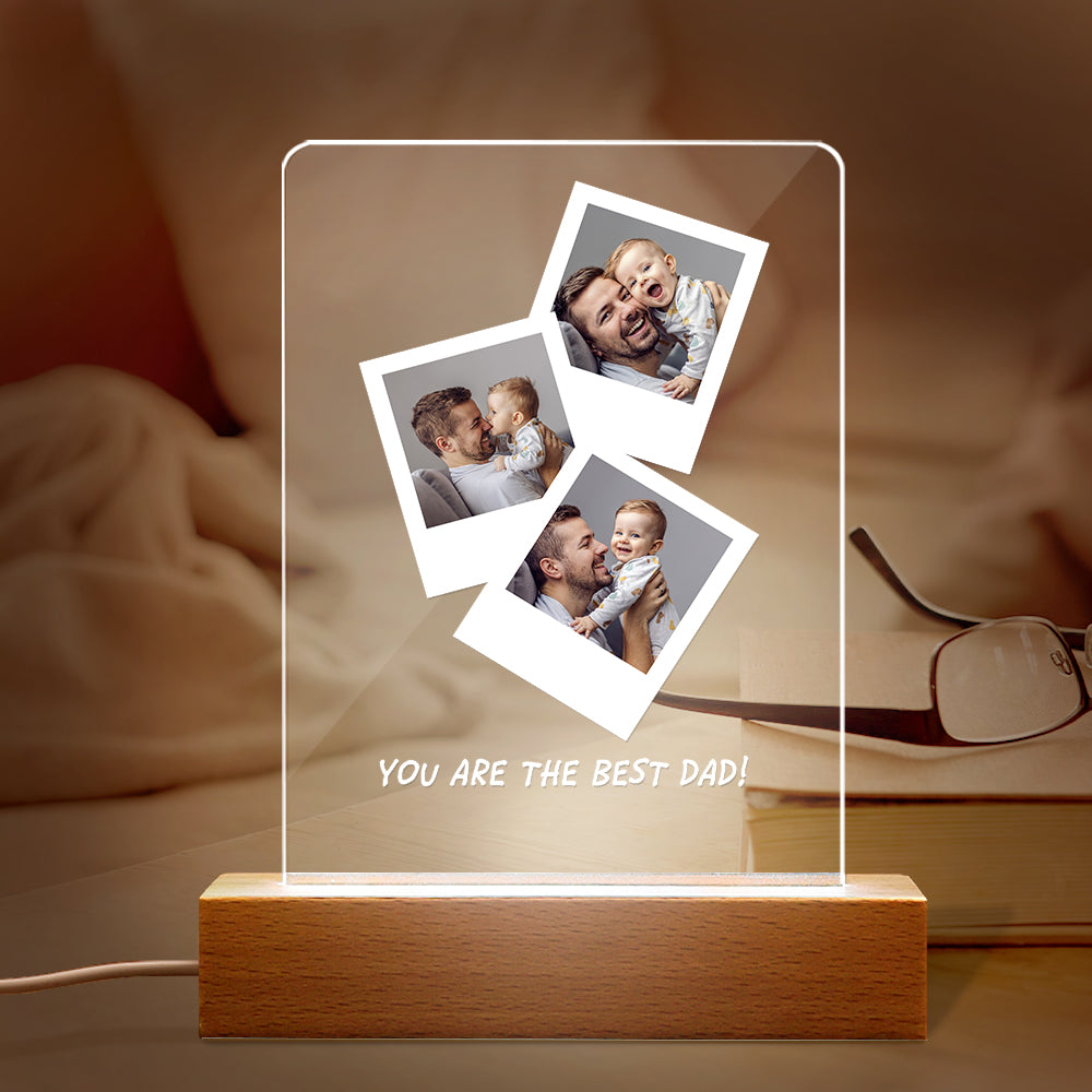 father s day gift personalized photo wooden base night light for dad design custom gift for everyday use