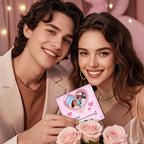 FridgeBeats Framed 4.0 Custom Music Fridge Magnet with Pink Hearts Personalized Photo Music Gift Best Valentines Gift for Couples