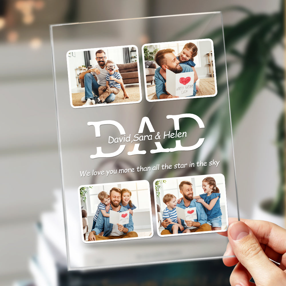 fathers day surprise custom gift for dad inspired by photo night light with name we love you more than all the star in the