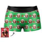 Customized Face Boxers Christmas Hat Printed Underwear with Picture