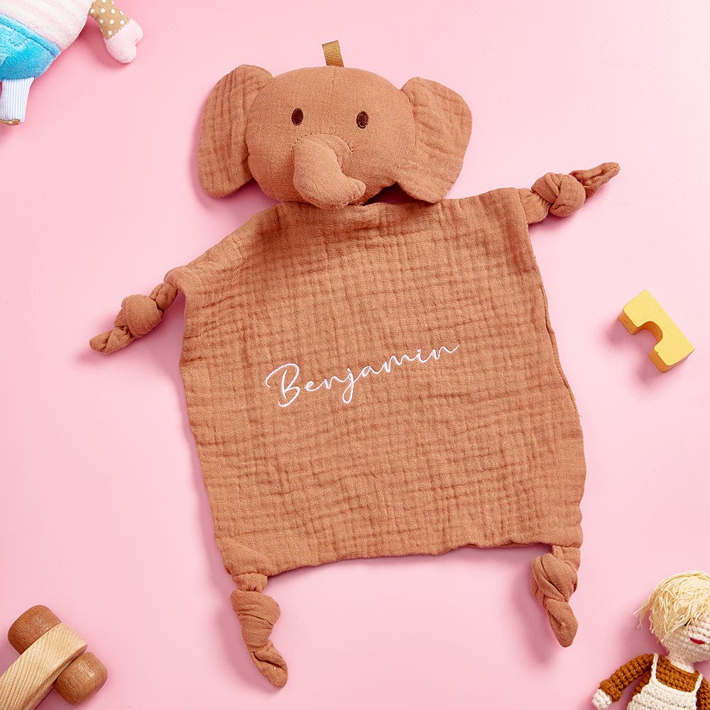Personalized Baby Soothing Towel Soft Sleeping Animal Towel with Embroidered Name Gift for Baby