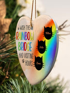 cat memorial heart ornament ceramic keepsake rainbow bridge keepsake