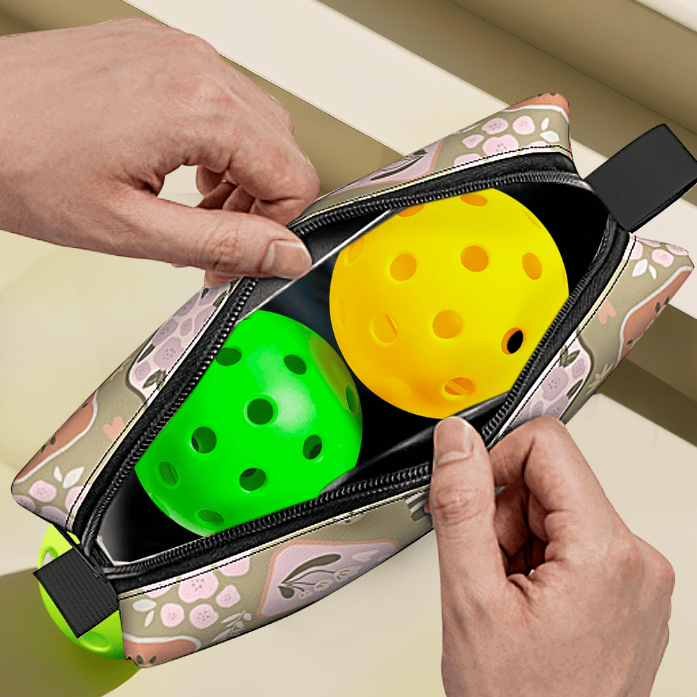 Personalized Pickleball Ball Pouch with Name Retro Flower Pouch Gift for Sports Lover