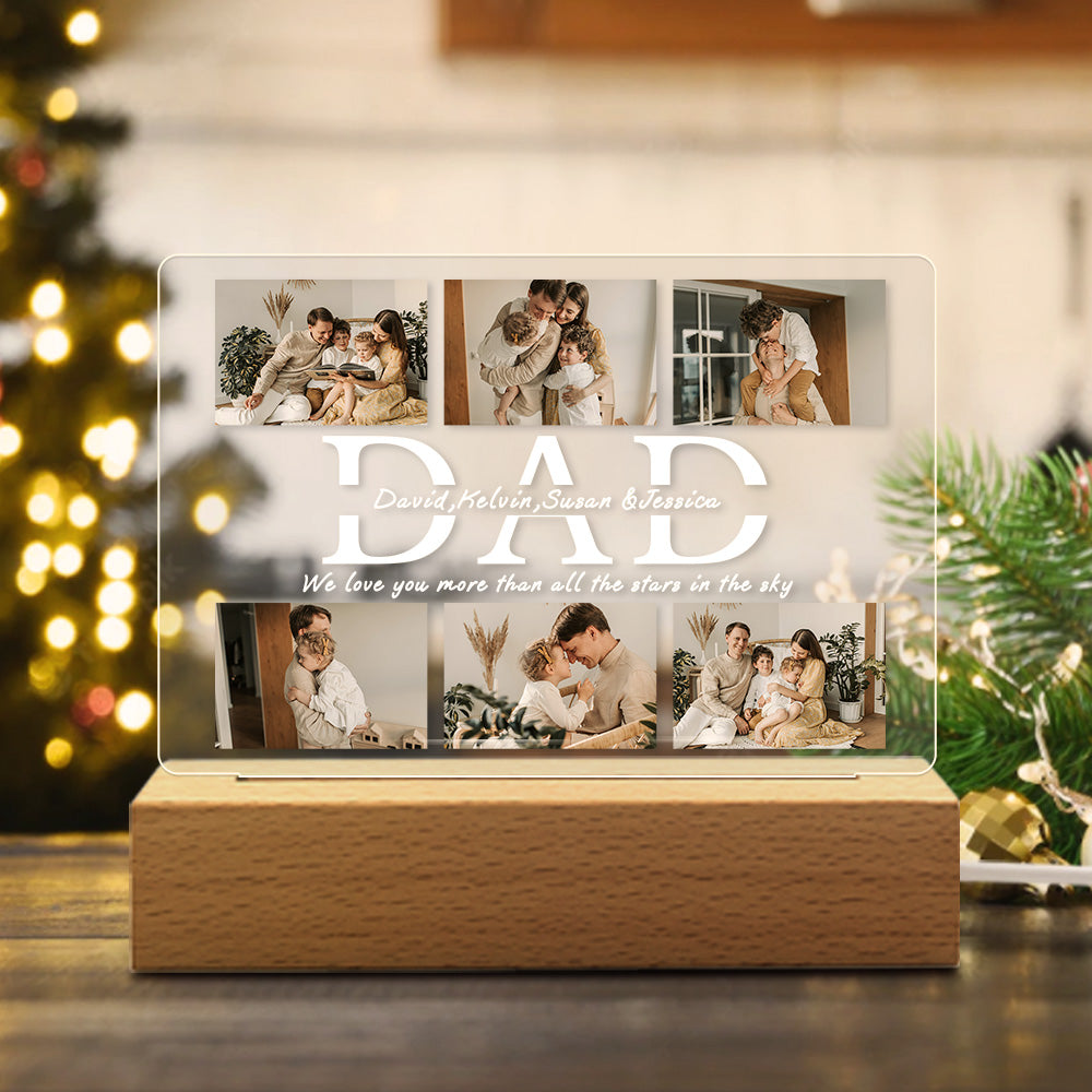 fathers day surprise custom gift for dad inspired by dad led night light custom 6 photos and text acrylic lamp