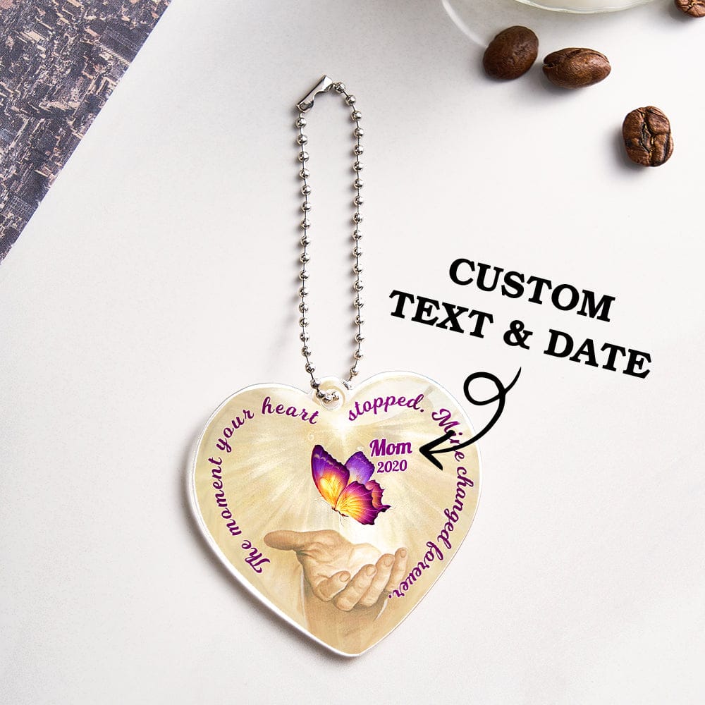 butterfly ornament personalized photo with custom name heart motif comfort on the road