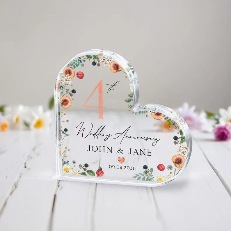 4th Wedding Anniversary Gift, Fruit and Flowers Anniversary Gift, Wedding Anniversary Keepsake, Wedding Anniversary Gift for Husband Wife 315712 - DiyGiftly