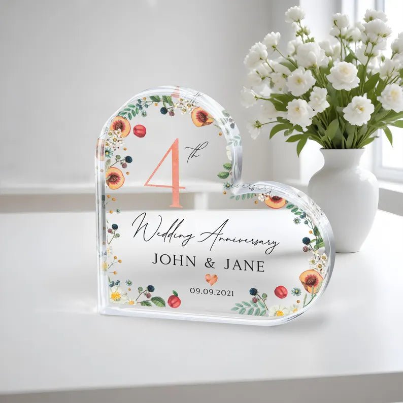 4th Wedding Anniversary Gift, Fruit and Flowers Anniversary Gift, Wedding Anniversary Keepsake, Wedding Anniversary Gift for Husband Wife 315712 - DiyGiftly