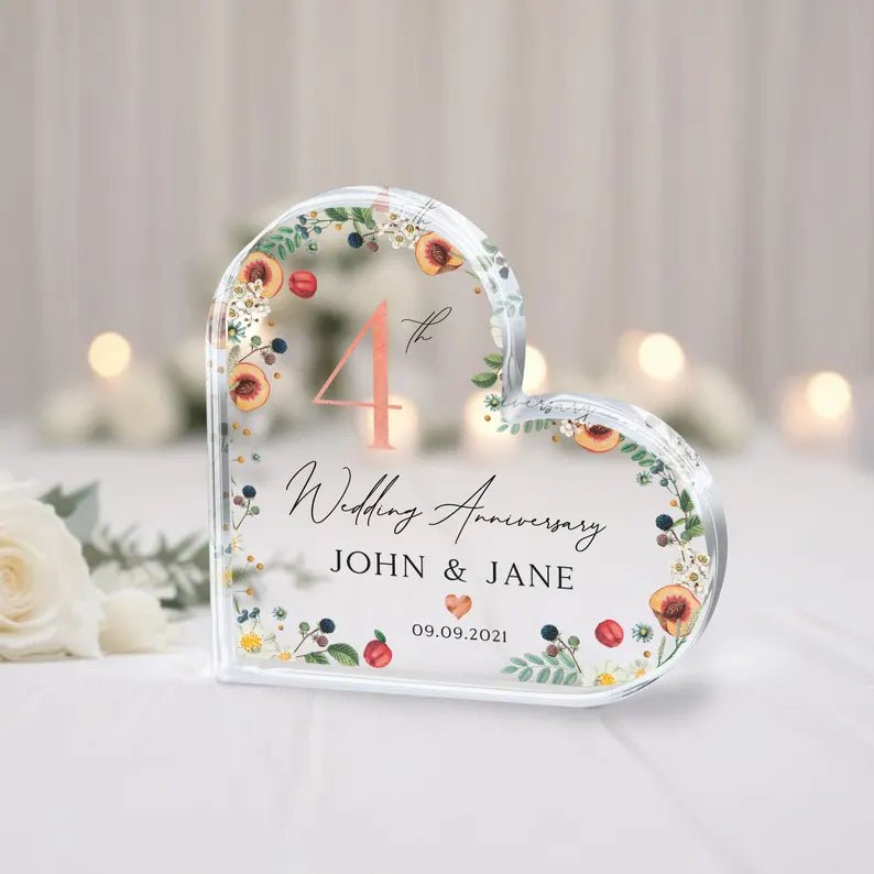 4th Wedding Anniversary Gift, Fruit and Flowers Anniversary Gift, Wedding Anniversary Keepsake, Wedding Anniversary Gift for Husband Wife 315712 - DiyGiftly