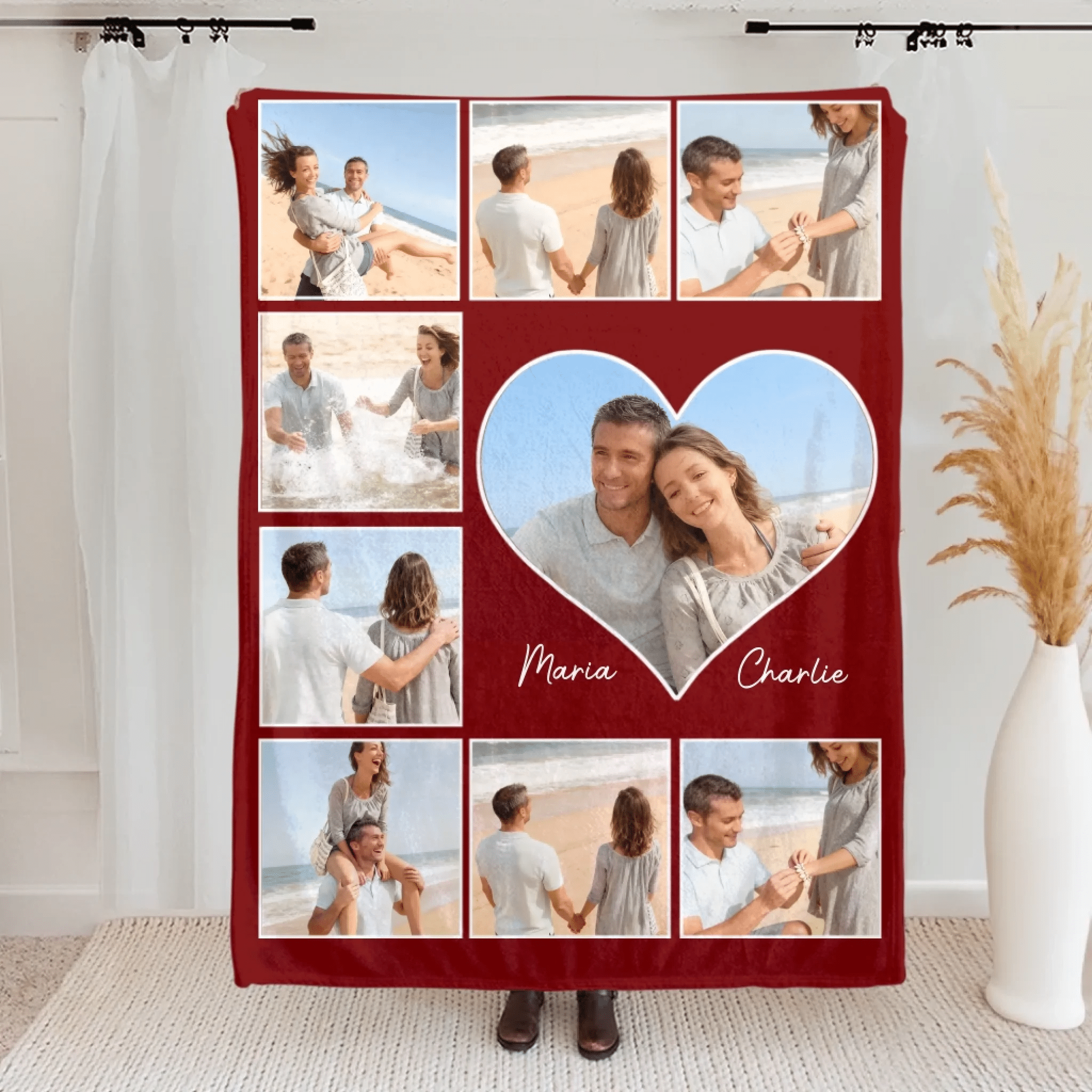 5 - 9 Heart Themed Couple Photo Blanket with Custom Names - Thoughtful Valentine’s Day & Anniversary Gift for Him & Her 1072438 - DiyGiftly