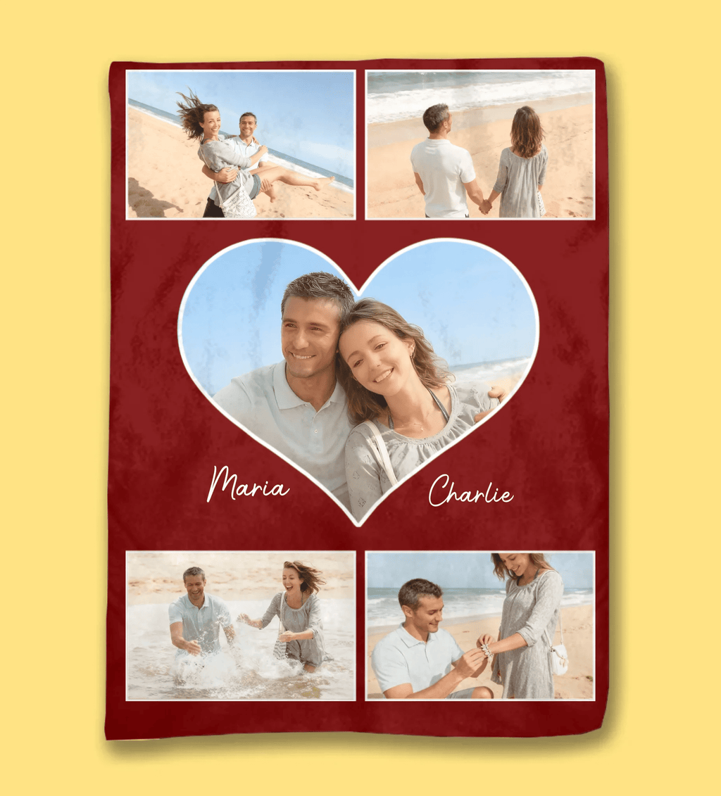 5 - 9 Heart Themed Couple Photo Blanket with Custom Names - Thoughtful Valentine’s Day & Anniversary Gift for Him & Her 1072438 - DiyGiftly