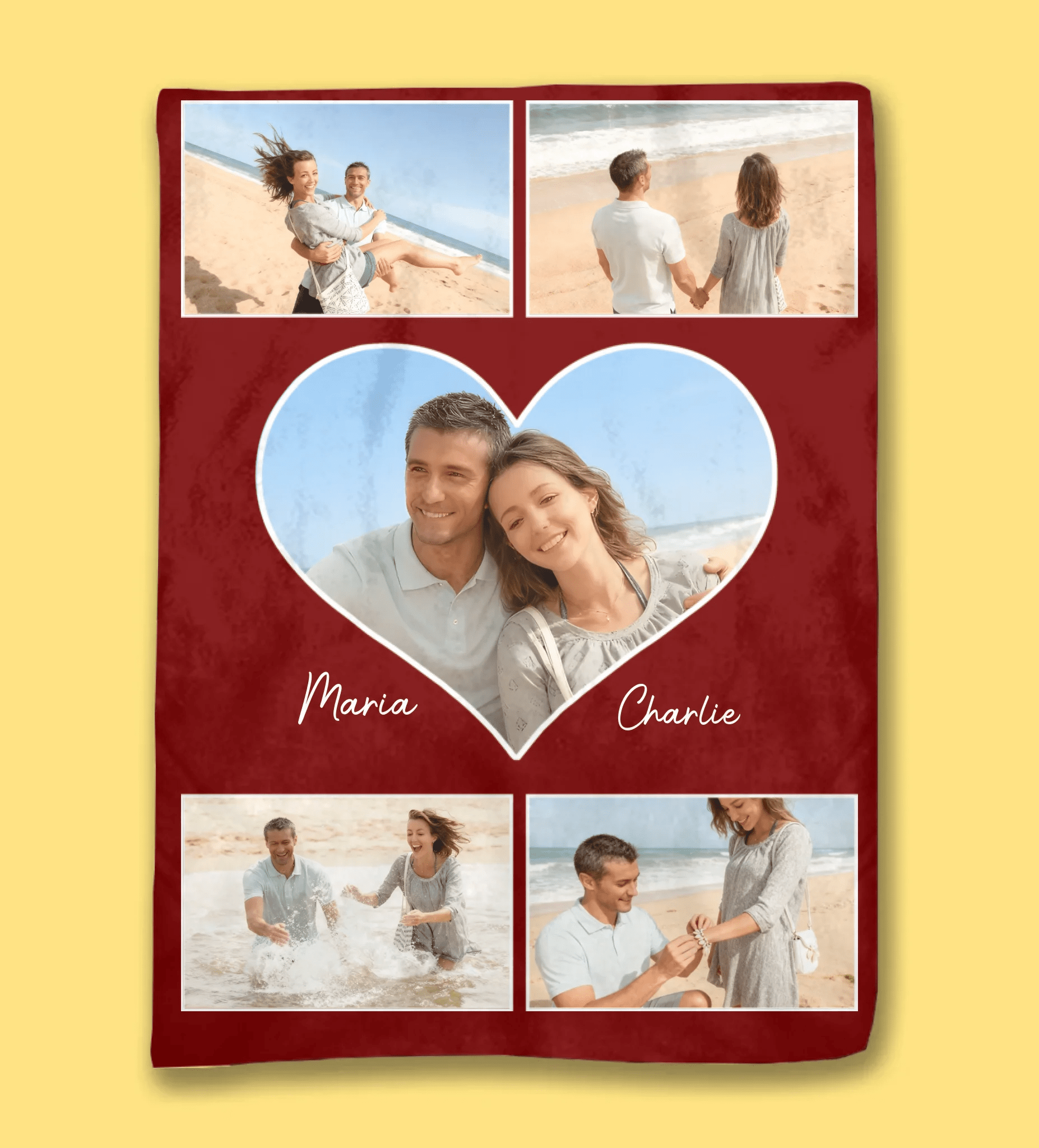 5 - 9 Heart Themed Couple Photo Blanket with Custom Names - Thoughtful Valentine’s Day & Anniversary Gift for Him & Her 1072438 - DiyGiftly