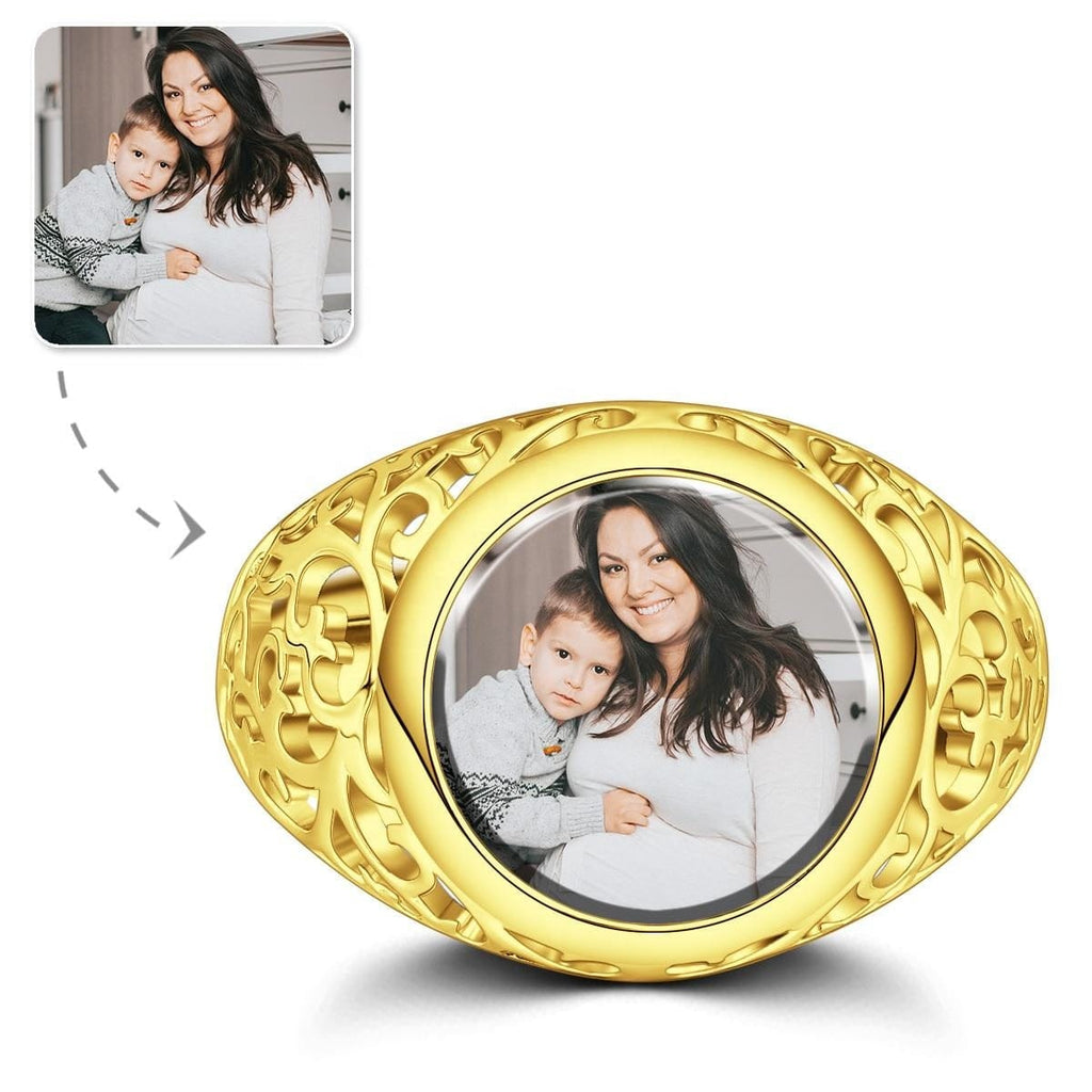 Round Women Rings Custom Photo Ring Mother's Day Gifts