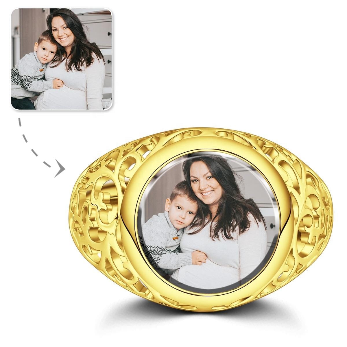 Round Women Rings Custom Photo Ring Mother's Day Gifts