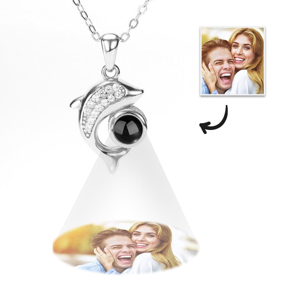 gifts for wife Love Her Always - Unique Memento - Dolphin Projection Necklace with Diamonds - gifts for wife - Christmas view