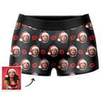 Customized Face Boxers Christmas Hat Printed Underwear with Picture