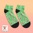 Personalized Pet Portrait Ankle Socks White