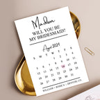 Personalized Bridesmaid Proposal Calendar Card Will You Be My Bridesmaid Wedding Date Card